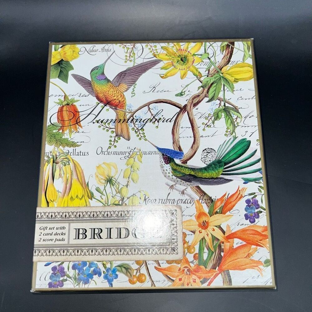 Hummingbird Registry Bridge Gift Set 2 Deck Cards 2 Score Pads Floral Game Playi